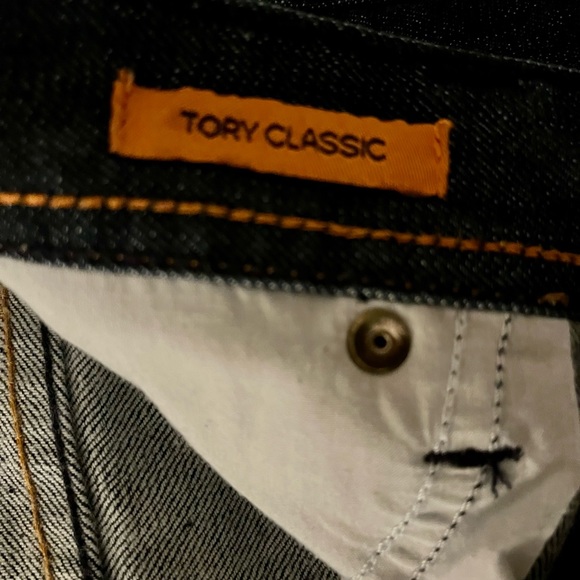 Tory Burch Denim Mid Rise Boot Leg Jean with Gold Trimming - Picture 5 of 6